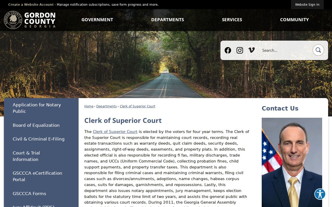 Gordon County warrant lookup Clerk of Superior Court record custody