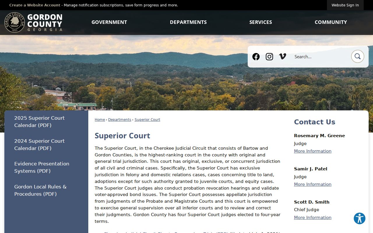 Gordon County Superior Court contact and felony jurisdiction information