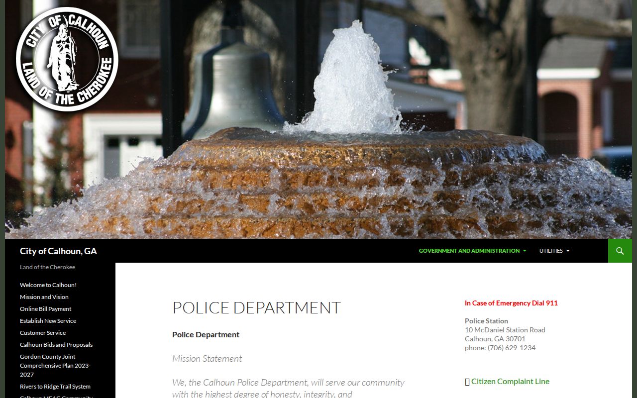Official Calhoun Police Department public safety page