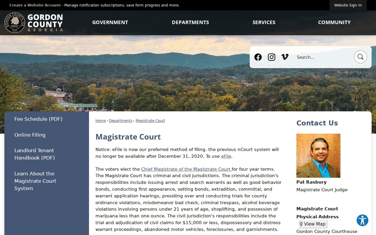 Gordon County Magistrate Court arrest warrant application information