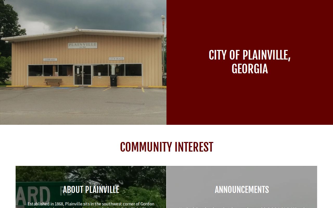 Official Plainville website with City Hall contact information